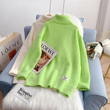 Candy color turtleneck sweater sweater sweater top HZ1023