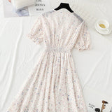 French Vintage chiffon dress with ruffle HZ1023