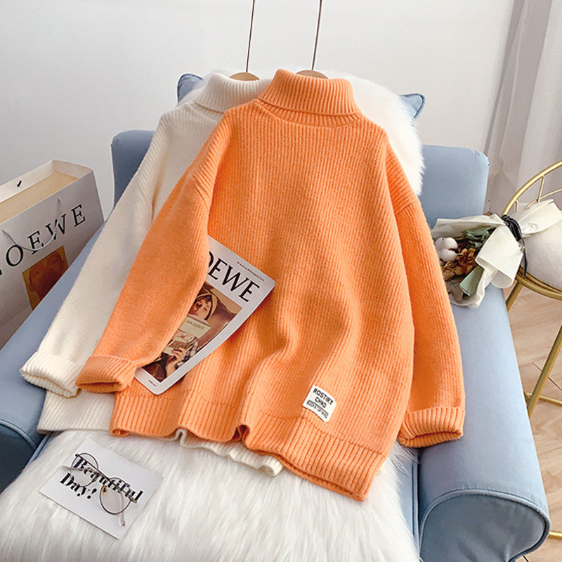 Candy color turtleneck sweater sweater sweater top HZ1023