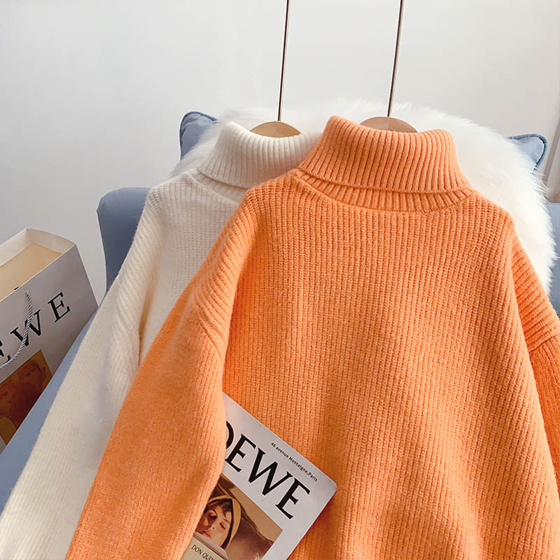 Candy color turtleneck sweater sweater sweater top HZ1023