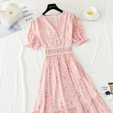 French Vintage chiffon dress with ruffle HZ1023