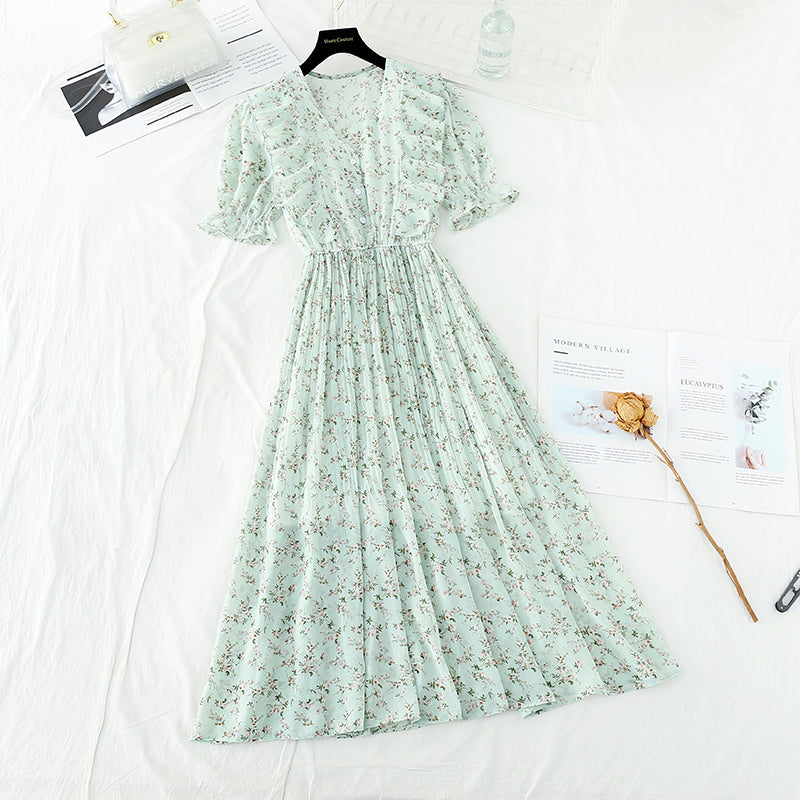 The new waist is slim, and the long skirt fairy is super fairy HZ1023