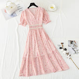 French Vintage chiffon dress with ruffle HZ1023
