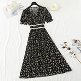 French Vintage chiffon dress with ruffle HZ1023