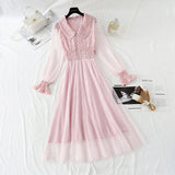 Sequin lace dress doll neck French gauze Fairy Dress HZ1023
