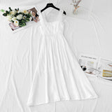 Cotton linen dress French retro gentle suspender dress HZ1023