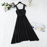 Cotton linen dress French retro gentle suspender dress HZ1023