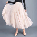 Big swing bouffant ankle-length skirt, high waist slim fairy skirt, net gauze skirt A-line skirt HZ1023