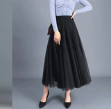 Big swing bouffant ankle-length skirt, high waist slim fairy skirt, net gauze skirt A-line skirt HZ1023