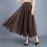 Big swing bouffant ankle-length skirt, high waist slim fairy skirt, net gauze skirt A-line skirt HZ1023