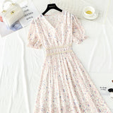 French Vintage chiffon dress with ruffle HZ1023