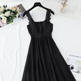 Cotton linen dress French retro gentle suspender dress HZ1023