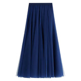 Big swing bouffant ankle-length skirt, high waist slim fairy skirt, net gauze skirt A-line skirt HZ1023