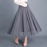 Big swing bouffant ankle-length skirt, high waist slim fairy skirt, net gauze skirt A-line skirt HZ1023