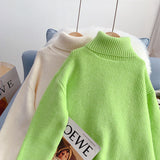 Candy color turtleneck sweater sweater sweater top HZ1023