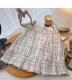 Plaid Design A-line skirt ruffled fishtail high waist skirt HZ1023