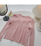 Candy V-neck one button cardigan versatile long sleeve short top HZ1023