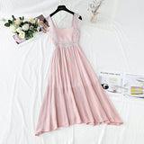 Cotton linen dress French retro gentle suspender dress HZ1023