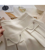 Pleated half length skirt age personalized chain high waist A-line skirt HZ1023