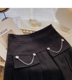 Pleated half length skirt age personalized chain high waist A-line skirt HZ1023