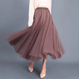Big swing bouffant ankle-length skirt, high waist slim fairy skirt, net gauze skirt A-line skirt HZ1023