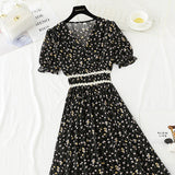 French Vintage chiffon dress with ruffle HZ1023