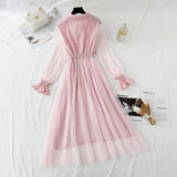 Sequin lace dress doll neck French gauze Fairy Dress HZ1023