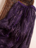 floral romantic skirt,purple silk skirt HZ1023