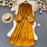 Simple Chiffon Long Sleeve Dress A Line Fashion Dress HZ1023