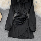 Fashionable Irregular Shirt Long Sleeve Dress HZ1023