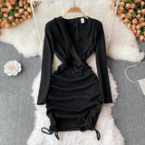 Sexy V Neck Long Sleeve Dress Fashion Dress HZ1023