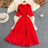 Cute V-Neck Fringed Dress A Line Fashion Dress HZ1023