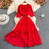 Cute V-Neck Fringed Dress A Line Fashion Dress HZ1023