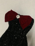 Black Shiny Burgundy Velvet Bow New Fashion Exquisite Sparkling Diamond short Sequin Homecoming Dress Birthday Party Dress Cocktail Party Dress Evening Dress Prom Dress Evening Dress HZ1023