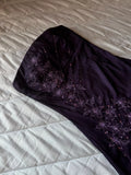 Purple Gorgeous Exquisite Embroidered Applique Beading Strapless Long Elegant Tulle Ball Gown Evening Dress HZ1023