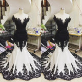 Black gorgeous exquisite lace V-neck backless long floor-length trailing satin sexy elegant ball gown evening dress wedding dress HZ1023