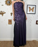 Purple Gorgeous Exquisite Embroidered Applique Beading Strapless Long Elegant Tulle Ball Gown Evening Dress HZ1023