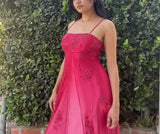 Red Fashion Elegant Exquisite Embroidery Beading Spaghetti Strap Long Tulle prom dress Evening Gown Party Dress HZ1023