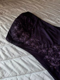 Purple Gorgeous Exquisite Embroidered Applique Beading Strapless Long Elegant Tulle Ball Gown Evening Dress HZ1023