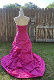 Pink Retro Elegant Tube Top Exquisite Rhinestone Long Ball Gown Evening Dress HZ1023