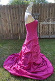 Pink Retro Elegant Tube Top Exquisite Rhinestone Long Ball Gown Evening Dress HZ1023