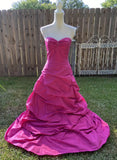 Pink Retro Elegant Tube Top Exquisite Rhinestone Long Ball Gown Evening Dress HZ1023