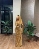 Red Shiny Pretty V Neck Long Bodycon Sexy Sequined Prom Dress Formal Evening Gown Party Dress HZ1023