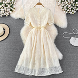 Cute lace short A line dress fashion dress HZ1023