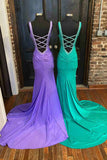 Rose Red V-neck Beading Mermaid Prom Dress with Side Slit HZ1023